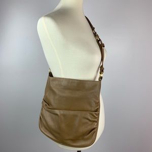 Brahmin Camel Brown Leather Shoulder Tote Handbag